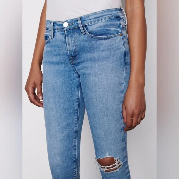 Frame Jeans Le Skinny de Jeanne Degradable in Handcrafted Destruct 30 - Picture 3 of 11